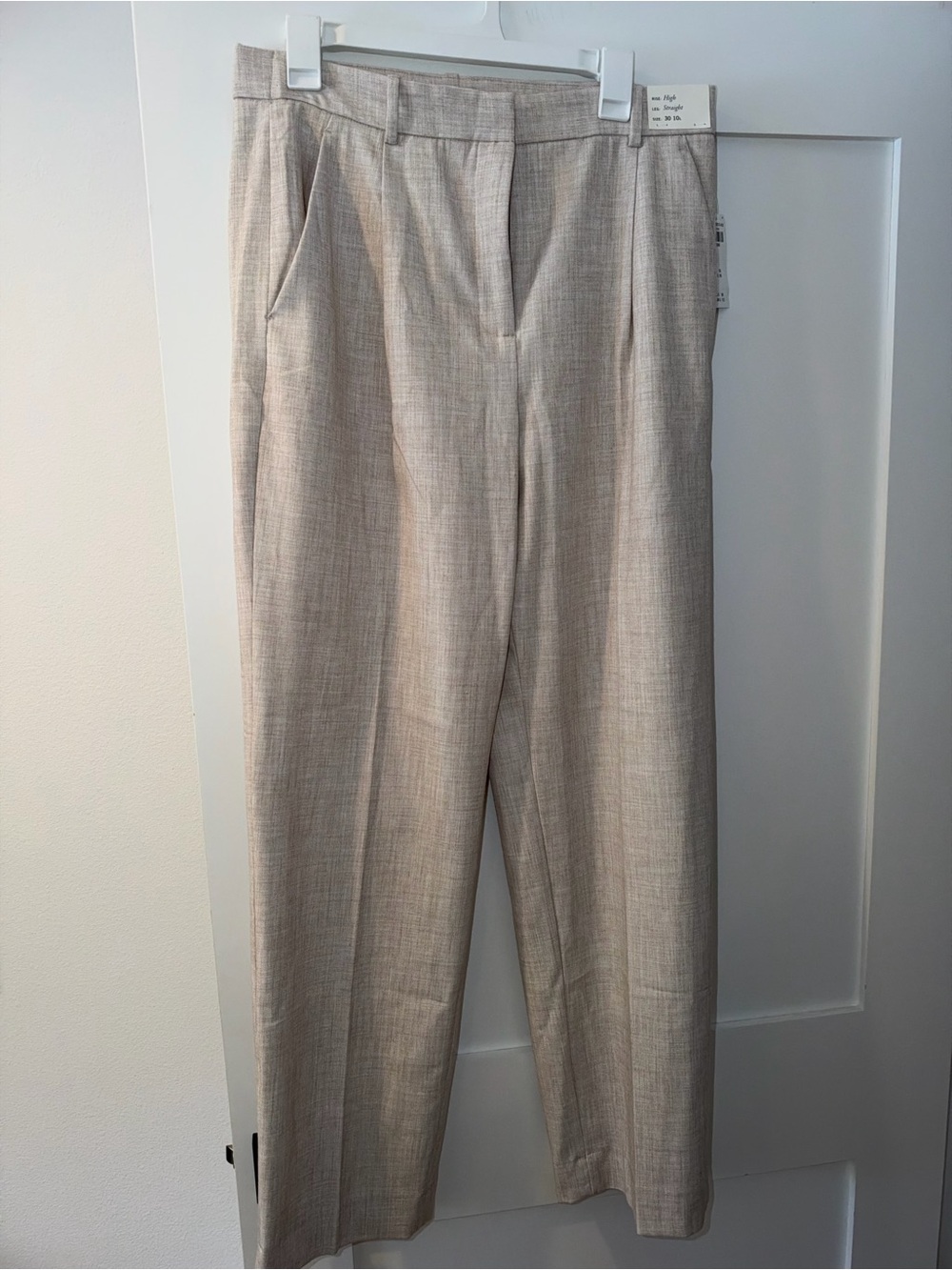 Abercrombie & Fitch Light Beige Tailored High-Waist Trousers